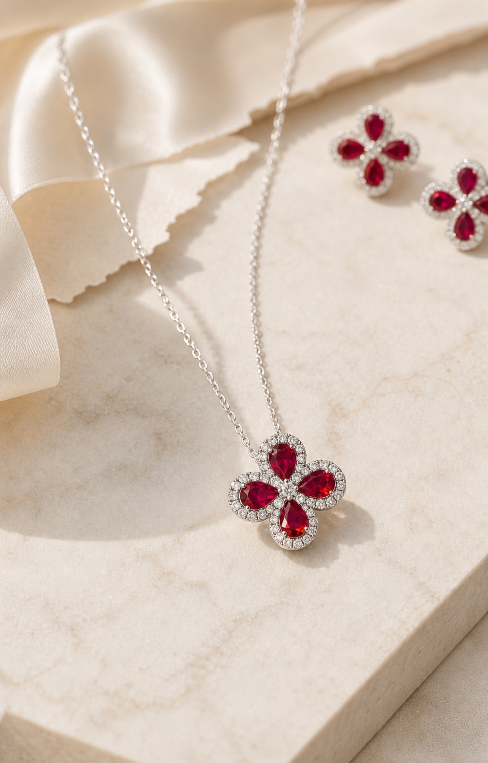 Ruby flower necklace product