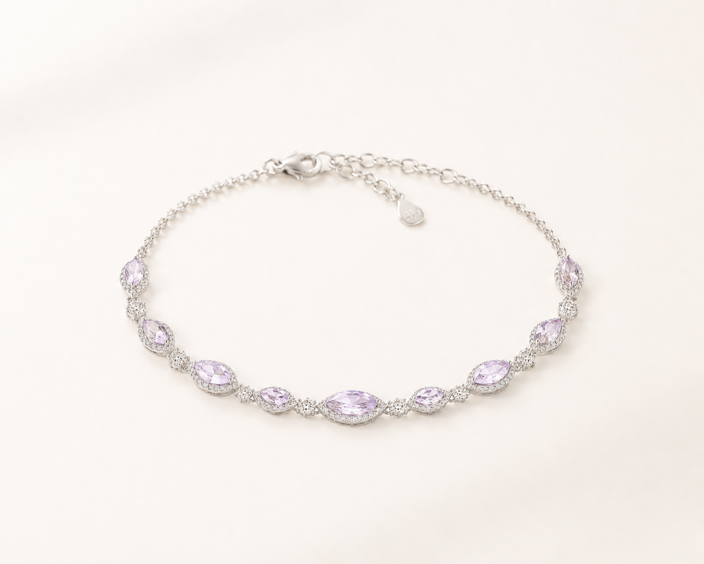 ChatGPT Image 2026年6月27日 19_59_16 Lilac marquise stone bracelet on a warm white background